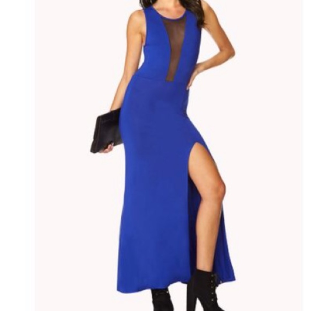 Forever 21 - Blue Maxi Dress with Mesh Detail - S